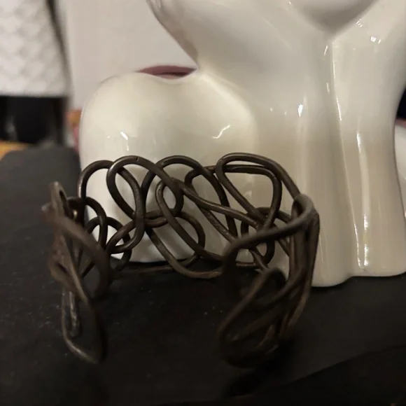 Vintage Silver Cuff Bracelet Retro abstract Glam - Picture 5 of 7